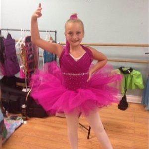 Gorgeous velvet, tulle, rhinestoned and sequined Hot Pink ballerina costume.
